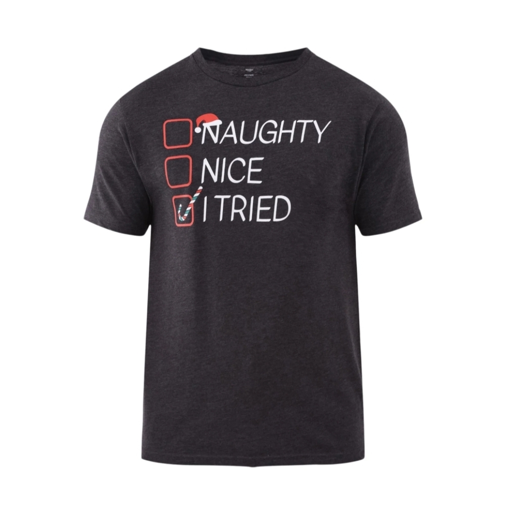 Holiday Time Men's Size M (38-40) Christmas Naughty Nice Checklist Graphic Tee